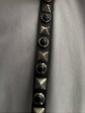 Valentino Black Studded Leather Bracelet
